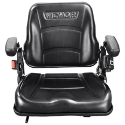 VEVOR Universal Forklift Seat, Fold Down Tractor Seat with Adjustable Angle Back, Micro Switch, Seatbelt and Armrests, 6.3-13.4 inch Slot Tractor Seat for Tractor Loader Excavator