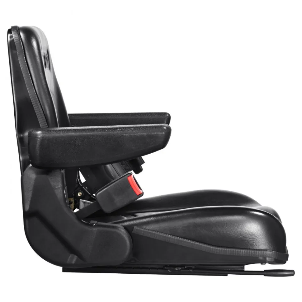 VEVOR Universal Forklift Seat, Fold Down Tractor Seat with Adjustable Angle Back, Micro Switch, Seatbelt and Armrests, 6.3-13.4 inch Slot Tractor Seat for Tractor Loader Excavator