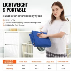 VEVOR Universal Full Body Patient Lift Sling - Medium, Patient Lift Medical Sling for Easy Transfer and Bathing, Polyester Patient Aid Transfer Sling for Elderly, Disabled, Bedridden, 600LBS Capacity
