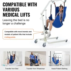 VEVOR Universal Full Body Patient Lift Sling - Medium, Patient Lift Medical Sling for Easy Transfer and Bathing, Polyester Patient Aid Transfer Sling for Elderly, Disabled, Bedridden, 600LBS Capacity