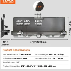 VEVOR Universal 3-point Skid Steer Plate, 3/8