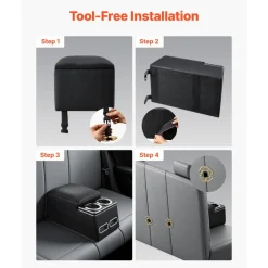 VEVOR Universal Rear Bench Seat Center Console Armrest Storage Box, Back Seat Tools Organizer with Cup & Phone Holders, Automotive Central Console for MPV, Sedan, SUV