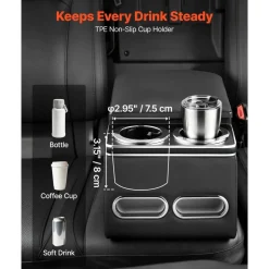 VEVOR Universal Rear Bench Seat Center Console Armrest Storage Box, Back Seat Tools Organizer with Cup & Phone Holders, Automotive Central Console for MPV, Sedan, SUV