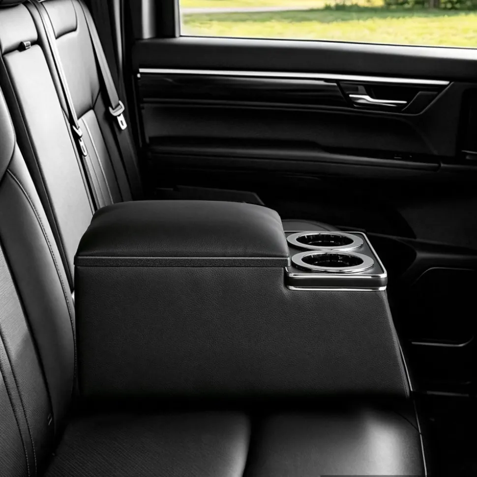 VEVOR Universal Rear Bench Seat Center Console Armrest Storage Box, Back Seat Tools Organizer with Cup & Phone Holders, Automotive Central Console for MPV, Sedan, SUV
