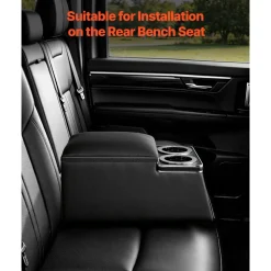 VEVOR Universal Rear Bench Seat Center Console Armrest Storage Box, Back Seat Tools Organizer with Cup & Phone Holders, Automotive Central Console for MPV, Sedan, SUV