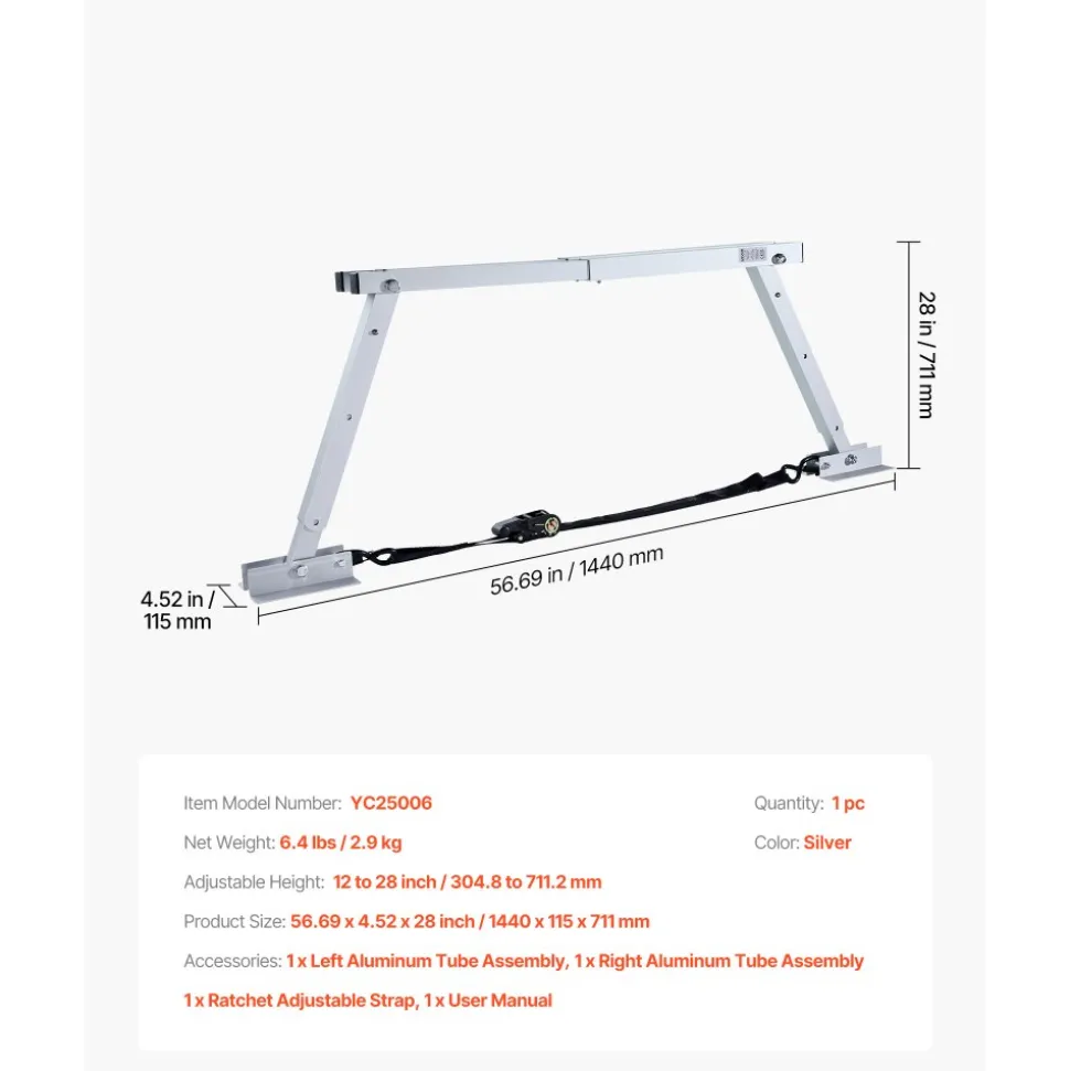 VEVOR Universal RV Stabilizer, RV Bumper Stabilizer for Trailers, Campers, Fifth Wheel, Compact Foldable Design for Easy Storage, Adjustable Height from 12 inch to 28 inch, Reduces RV Wobble, 1 Pack