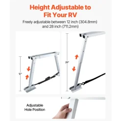 VEVOR Universal RV Stabilizer, RV Bumper Stabilizer for Trailers, Campers, Fifth Wheel, Compact Foldable Design for Easy Storage, Adjustable Height from 12 inch to 28 inch, Reduces RV Wobble, 2PCS