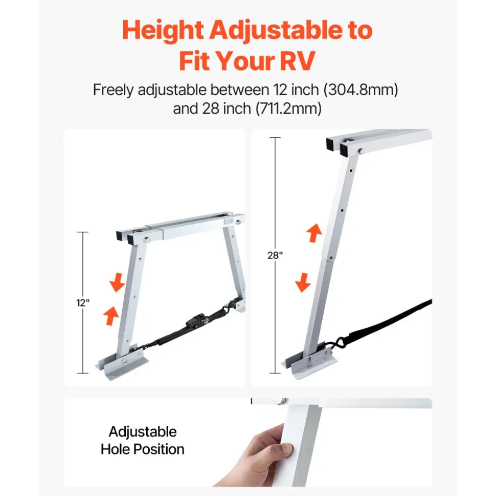 VEVOR Universal RV Stabilizer, RV Bumper Stabilizer for Trailers, Campers, Fifth Wheel, Compact Foldable Design for Easy Storage, Adjustable Height from 12 inch to 28 inch, Reduces RV Wobble, 2PCS