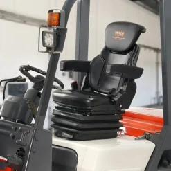 VEVOR Universal Tractor seat Suspension, Fold Down Forklift Seat with Adjustable Angle Back, Micro Switch, Seatbelt and Armrests, 3-level Shock Absorption Tractor Seat for Tractor Loader Excavator