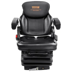 VEVOR Universal Tractor seat Suspension, Fold Down Forklift Seat with Adjustable Angle Back, Micro Switch, Seatbelt and Armrests, 3-level Shock Absorption Tractor Seat for Tractor Loader Excavator