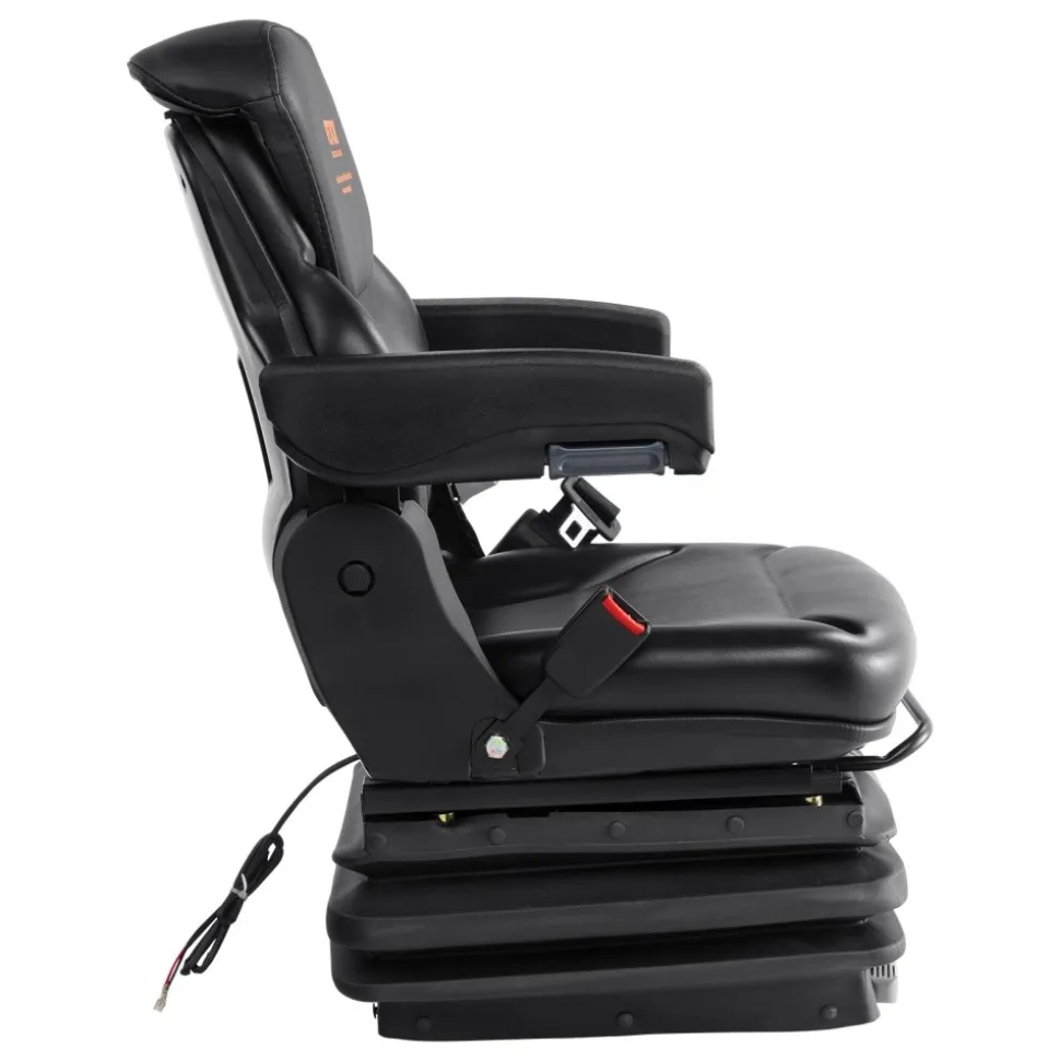 VEVOR Universal Tractor seat Suspension, Fold Down Forklift Seat with Adjustable Angle Back, Micro Switch, Seatbelt and Armrests, 3-level Shock Absorption Tractor Seat for Tractor Loader Excavator