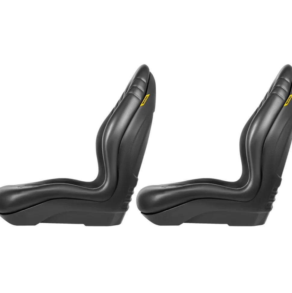 VEVOR Universal Tractor Seat Replacement 2 Pack, Compact High Back Mower Seat Pair, Black Vinyl Forklift Seat, Central Drain Hole Skid Steer Seat with Mounting Bolt Patterns