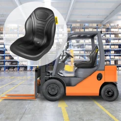 VEVOR Universal Tractor Seat Replacement 2 Pack, Compact High Back Mower Seat Pair, Black Vinyl Forklift Seat, Central Drain Hole Skid Steer Seat with Mounting Bolt Patterns
