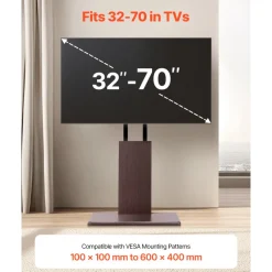 VEVOR Universal TV Stand, Table Top TV Stand for 32-70 inch Screens, Swivel and Height Adjustable TV Mount Stand Holds up to 99 lbs with Power Strip, for Living Room, Bedroom, MAX VESA 600 x 400 mm