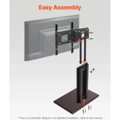 VEVOR Universal TV Stand, Table Top TV Stand for 32-70 inch Screens, Swivel and Height Adjustable TV Mount Stand Holds up to 99 lbs with Power Strip, for Living Room, Bedroom, MAX VESA 600 x 400 mm