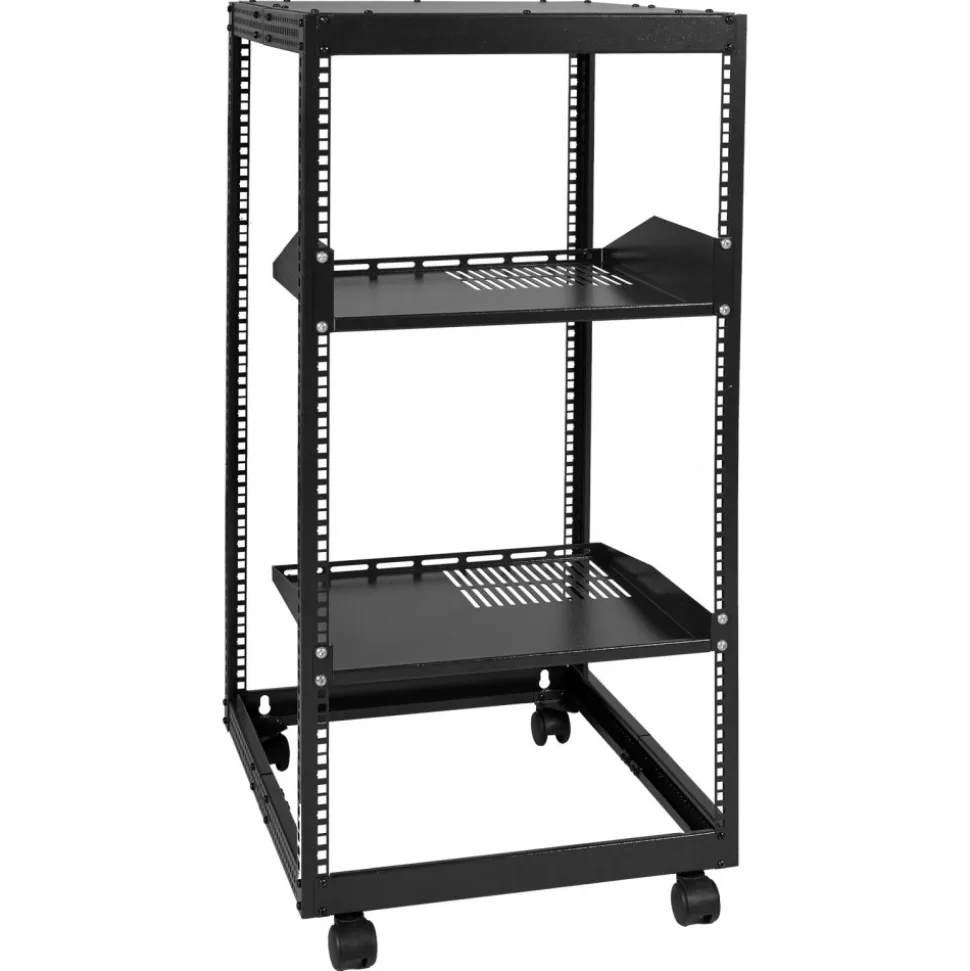 VEVOR 20U Open Frame Server Rack, 23-40 in Adjustable Depth, Free Standing or Wall Mount Network Server Rack, 4 Post AV Rack with Casters, Holds All Your Networking IT Equipment AV Gear Router Modem