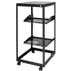 VEVOR 20U Open Frame Server Rack, 23-40 in Adjustable Depth, Free Standing or Wall Mount Network Server Rack, 4 Post AV Rack with Casters, Holds All Your Networking IT Equipment AV Gear Router Modem