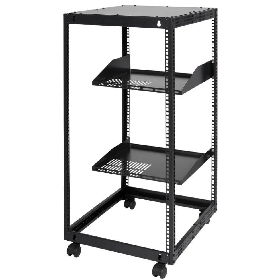 VEVOR 20U Open Frame Server Rack, 23-40 in Adjustable Depth, Free Standing or Wall Mount Network Server Rack, 4 Post AV Rack with Casters, Holds All Your Networking IT Equipment AV Gear Router Modem