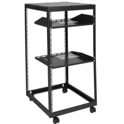 VEVOR 20U Open Frame Server Rack, 23-40 in Adjustable Depth, Free Standing or Wall Mount Network Server Rack, 4 Post AV Rack with Casters, Holds All Your Networking IT Equipment AV Gear Router Modem