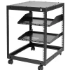 VEVOR 12U Open Frame Server Rack, 23-40 in Adjustable Depth, Free Standing or Wall Mount Network Server Rack, 4 Post AV Rack with Casters, Holds All Your Networking IT Equipment AV Gear Router Modem
