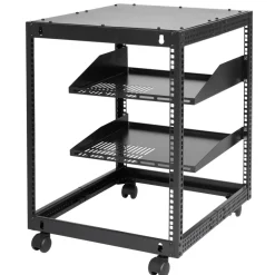 VEVOR 12U Open Frame Server Rack, 23-40 in Adjustable Depth, Free Standing or Wall Mount Network Server Rack, 4 Post AV Rack with Casters, Holds All Your Networking IT Equipment AV Gear Router Modem