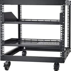 VEVOR 9U Open Frame Server Rack, 23''-40'' Adjustable Depth, Free Standing or Wall Mount Network Server Rack with 360° Casters, Heavy Duty 4 Post Holds All Your Networking IT Equipment AV Gear Router