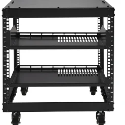 VEVOR 9U Open Frame Server Rack, 23''-40'' Adjustable Depth, Free Standing or Wall Mount Network Server Rack with 360° Casters, Heavy Duty 4 Post Holds All Your Networking IT Equipment AV Gear Router