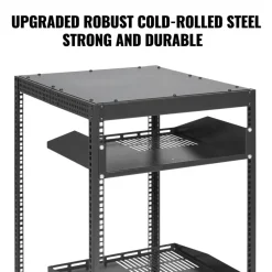 VEVOR 15U Open Frame Server Rack, 23-40 in Adjustable Depth, Free Standing or Wall Mount Network Server Rack, 4 Post AV Rack with Casters, Holds All Your Networking IT Equipment AV Gear Router Modem