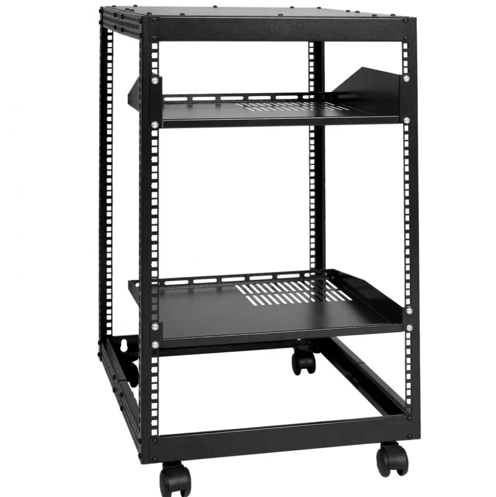 VEVOR 15U Open Frame Server Rack, 23-40 in Adjustable Depth, Free Standing or Wall Mount Network Server Rack, 4 Post AV Rack with Casters, Holds All Your Networking IT Equipment AV Gear Router Modem