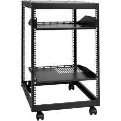 VEVOR 15U Open Frame Server Rack, 23-40 in Adjustable Depth, Free Standing or Wall Mount Network Server Rack, 4 Post AV Rack with Casters, Holds All Your Networking IT Equipment AV Gear Router Modem
