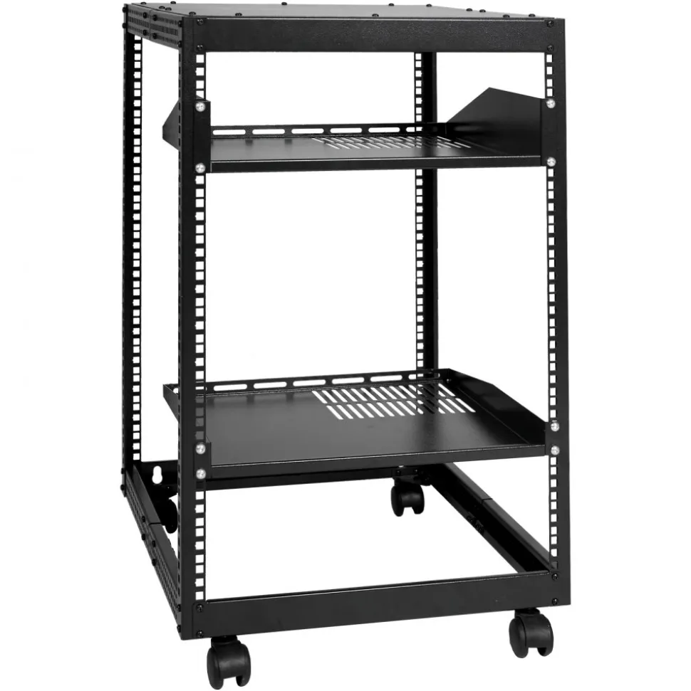 VEVOR 15U Open Frame Server Rack, 23-40 in Adjustable Depth, Free Standing or Wall Mount Network Server Rack, 4 Post AV Rack with Casters, Holds All Your Networking IT Equipment AV Gear Router Modem