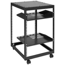 VEVOR 15U Open Frame Server Rack, 23-40 in Adjustable Depth, Free Standing or Wall Mount Network Server Rack, 4 Post AV Rack with Casters, Holds All Your Networking IT Equipment AV Gear Router Modem