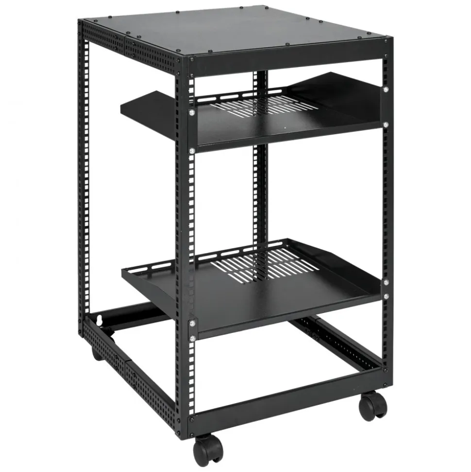 VEVOR 15U Open Frame Server Rack, 23-40 in Adjustable Depth, Free Standing or Wall Mount Network Server Rack, 4 Post AV Rack with Casters, Holds All Your Networking IT Equipment AV Gear Router Modem