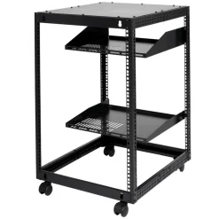 VEVOR 15U Open Frame Server Rack, 23-40 in Adjustable Depth, Free Standing or Wall Mount Network Server Rack, 4 Post AV Rack with Casters, Holds All Your Networking IT Equipment AV Gear Router Modem