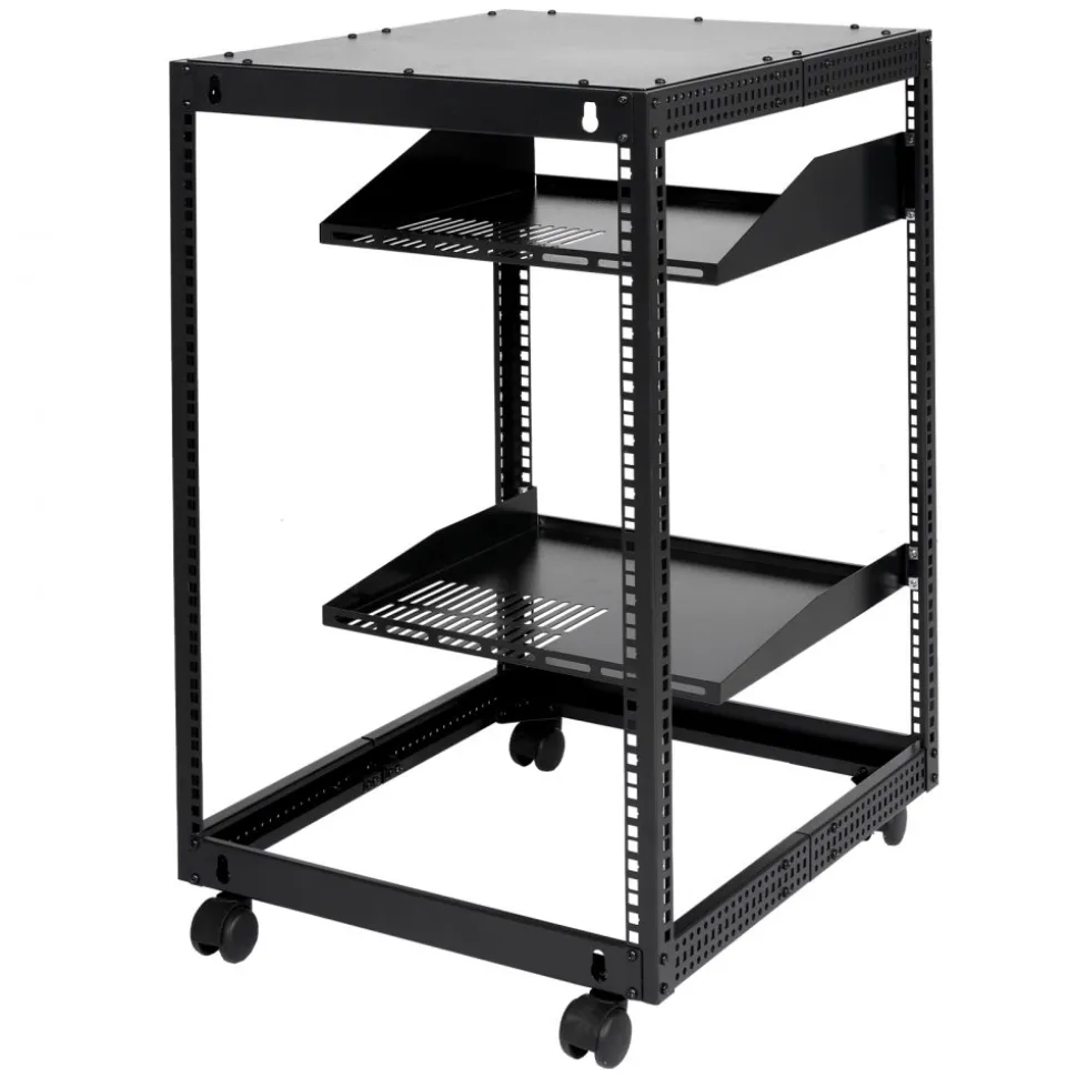 VEVOR 15U Open Frame Server Rack, 23-40 in Adjustable Depth, Free Standing or Wall Mount Network Server Rack, 4 Post AV Rack with Casters, Holds All Your Networking IT Equipment AV Gear Router Modem