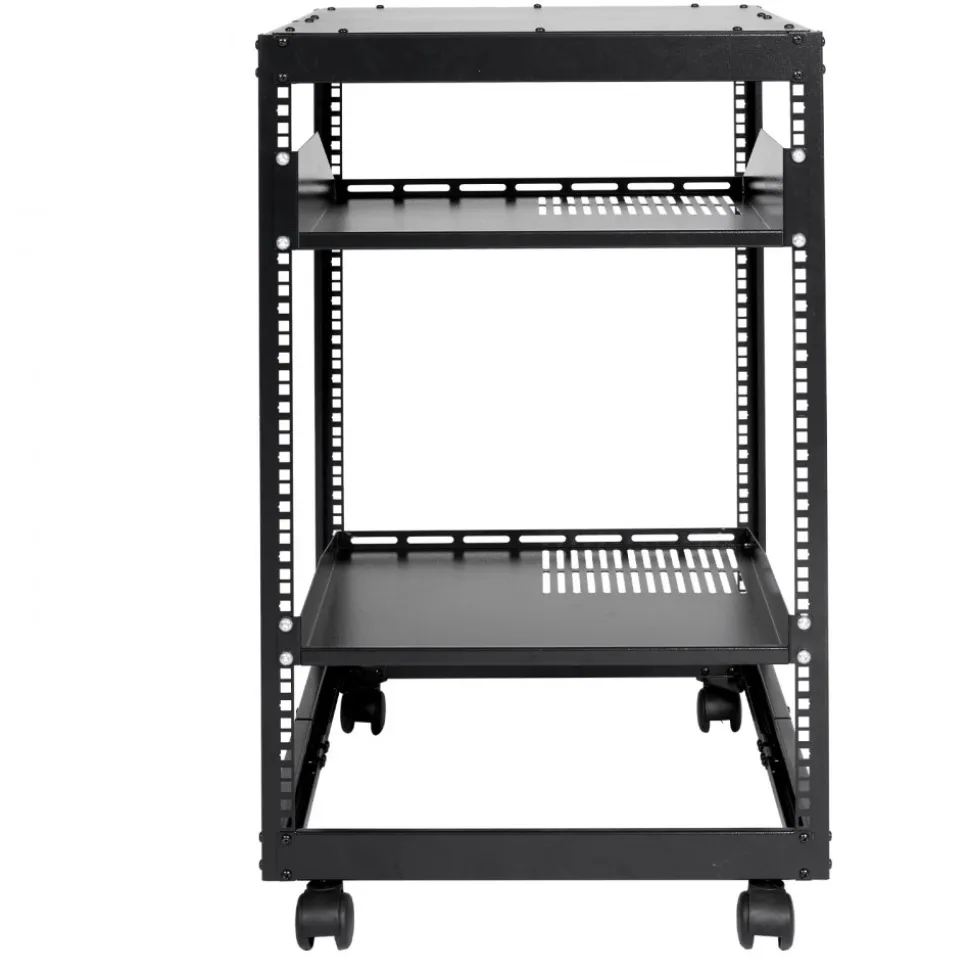 VEVOR 15U Open Frame Server Rack, 23-40 in Adjustable Depth, Free Standing or Wall Mount Network Server Rack, 4 Post AV Rack with Casters, Holds All Your Networking IT Equipment AV Gear Router Modem