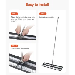 VEVOR Updated Lawn Leveling Rake with Roller, 36" x 10" Stainless Steel Lawn Leveler with 83.9" Adjustable Handle, Heavy Duty Yard Leveling Rake, Effort Saving Lawn Leveling Tool for Yard Golf Court