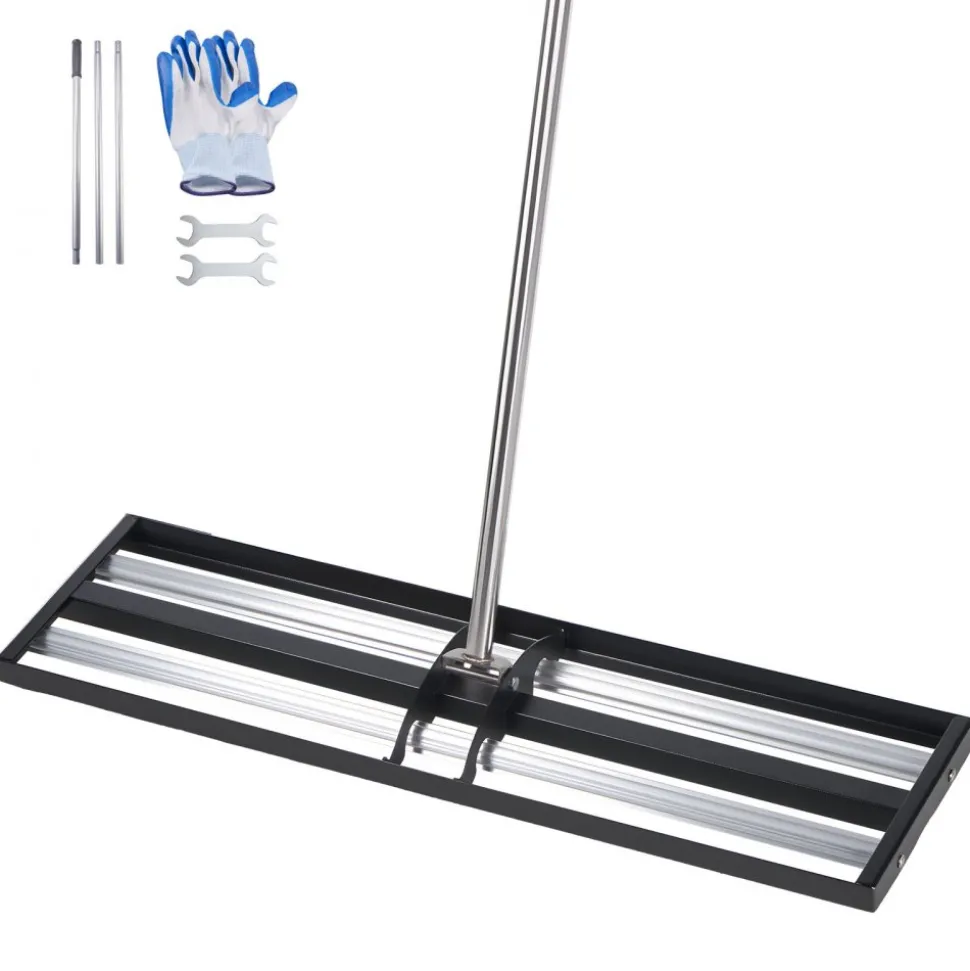 VEVOR Updated Lawn Leveling Rake with Roller, 36" x 10" Stainless Steel Lawn Leveler with 83.9" Adjustable Handle, Heavy Duty Yard Leveling Rake, Effort Saving Lawn Leveling Tool for Yard Golf Court