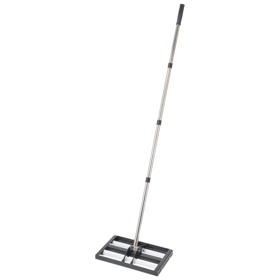 VEVOR Updated Lawn Leveling Rake with Roller, 17" x 10" Stainless Steel Lawn Leveler with 63.4" Adjustable Handle, Heavy Duty Yard Leveling Rake, Effort Saving Lawn Leveling Tool for Yard Golf Court