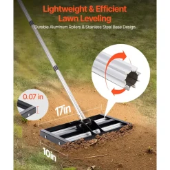 VEVOR Updated Lawn Leveling Rake with Roller, 17