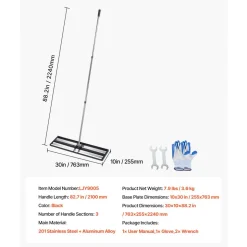 VEVOR Updated Lawn Leveling Rake with Roller, 30
