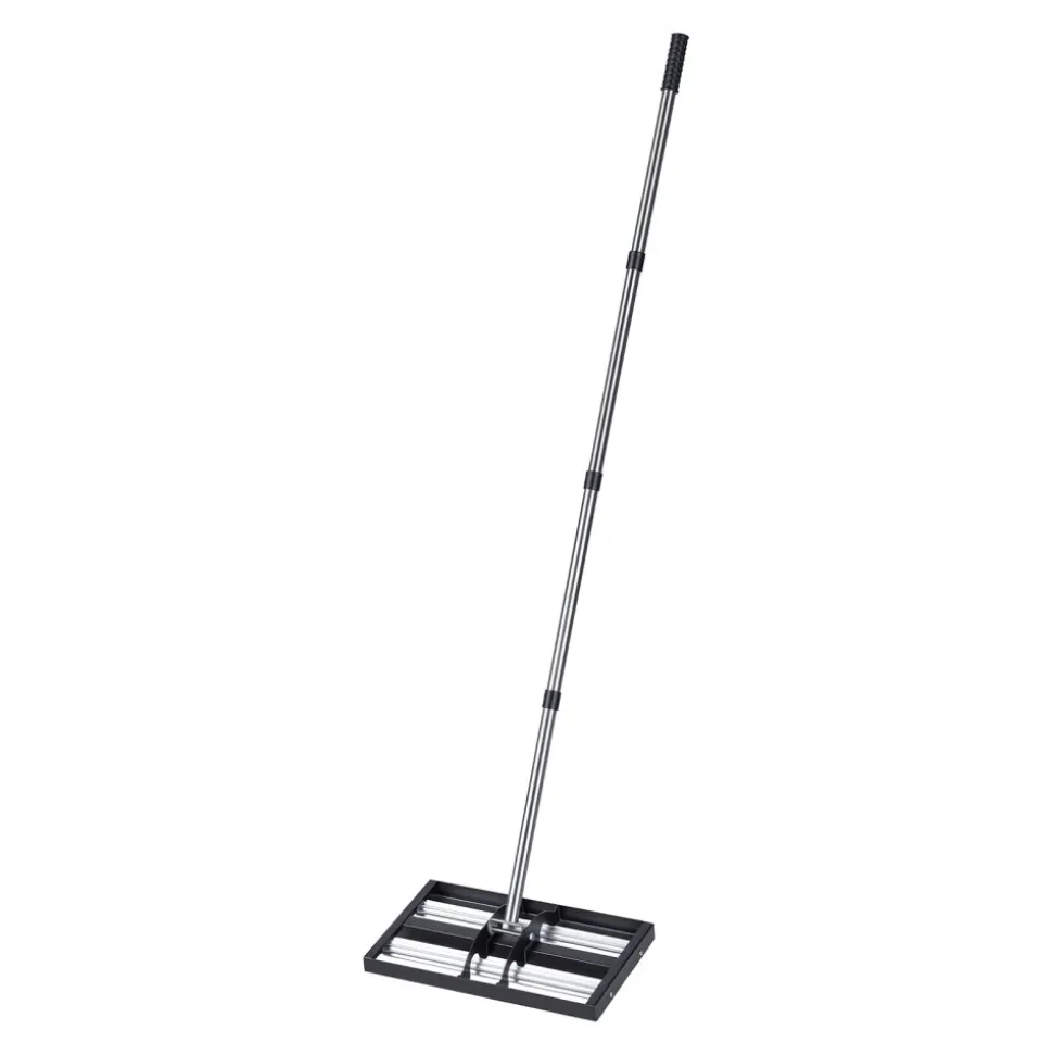 VEVOR Updated Lawn Leveling Rake with Roller, 17" x 10" Stainless Steel Lawn Leveler with 63.4" Adjustable Handle, Heavy Duty Yard Leveling Rake, Effort Saving Lawn Leveling Tool for Yard Golf Court