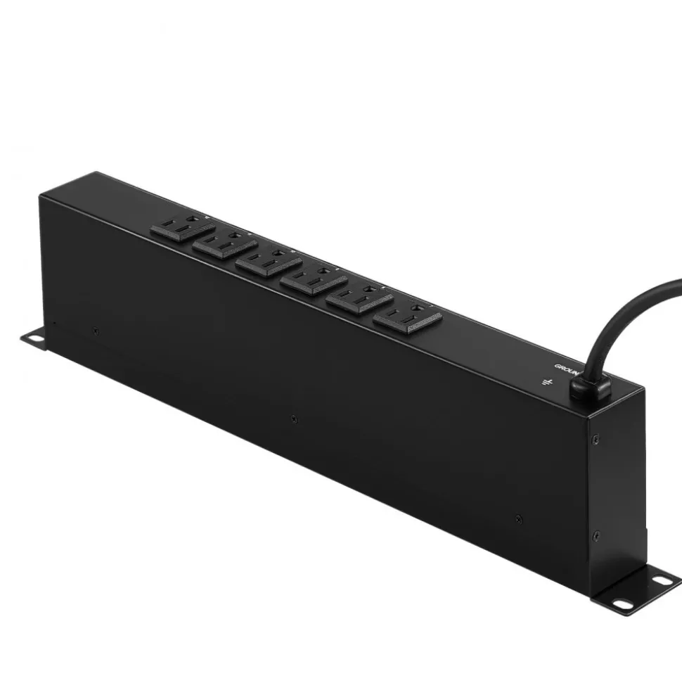 VEVOR 1U PDU, 12 Outlets, Rack Mount Power Strip Fits Standard 19" Server Racks, with Integrated Switch Surge Protection & Overload Protection, 110-125V/15A, Ideal for Home and Office