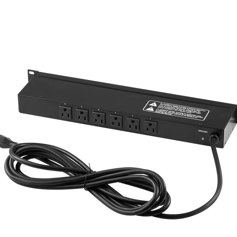 VEVOR 1U PDU, 12 Outlets, Rack Mount Power Strip Fits Standard 19" Server Racks, with Integrated Switch Surge Protection & Overload Protection, 110-125V/15A, Ideal for Home and Office