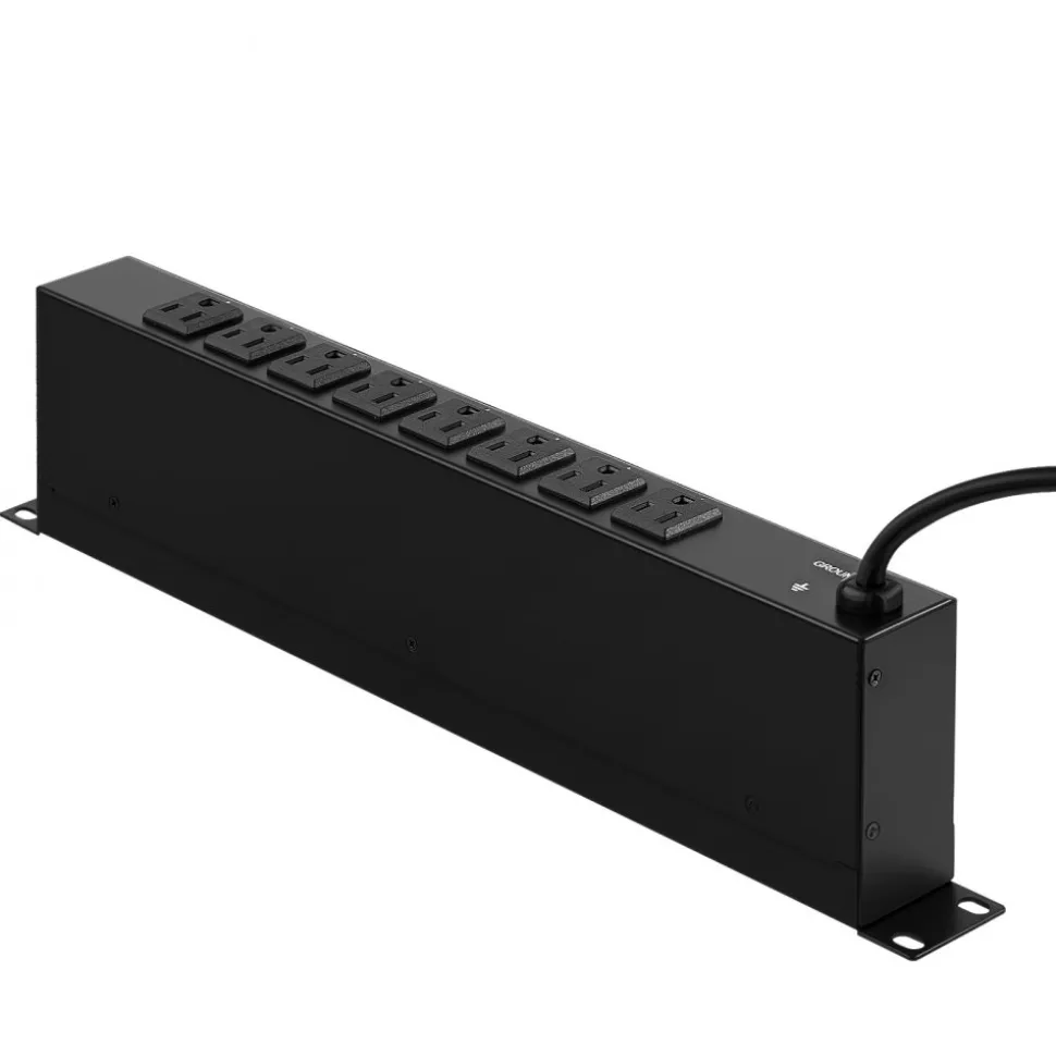 VEVOR 1U PDU, 8 Outlets, Rack Mount Power Strip Fits Standard 19" Server Racks, with Integrated Switch Surge Protection & Overload Protection, 110-125V/15A, Ideal for Home and Office