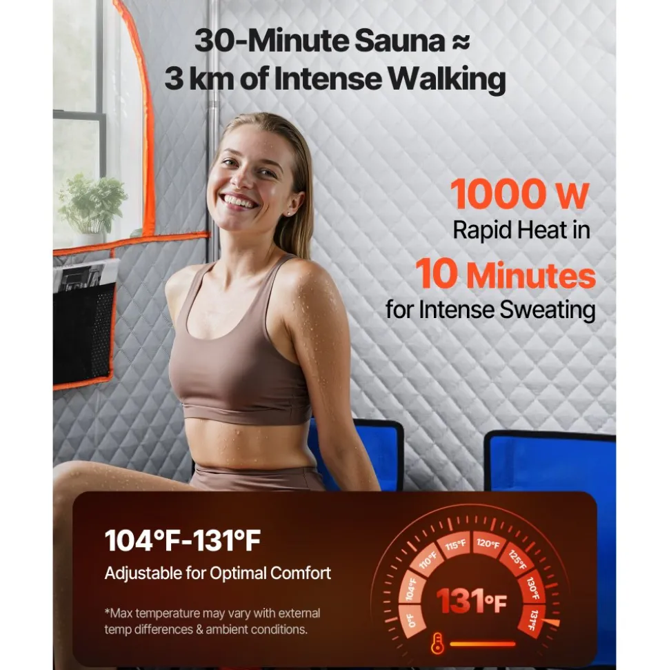 VEVOR Upgraded Portable Steam Sauna for Home, 2 Person Full Body Home Spa Tent with Steamer & 2 Foldable Chairs & Remote & 2 Essential Oil Boxes,Heavy-Duty Stainless Steel Frame Sauna Box, (Black)