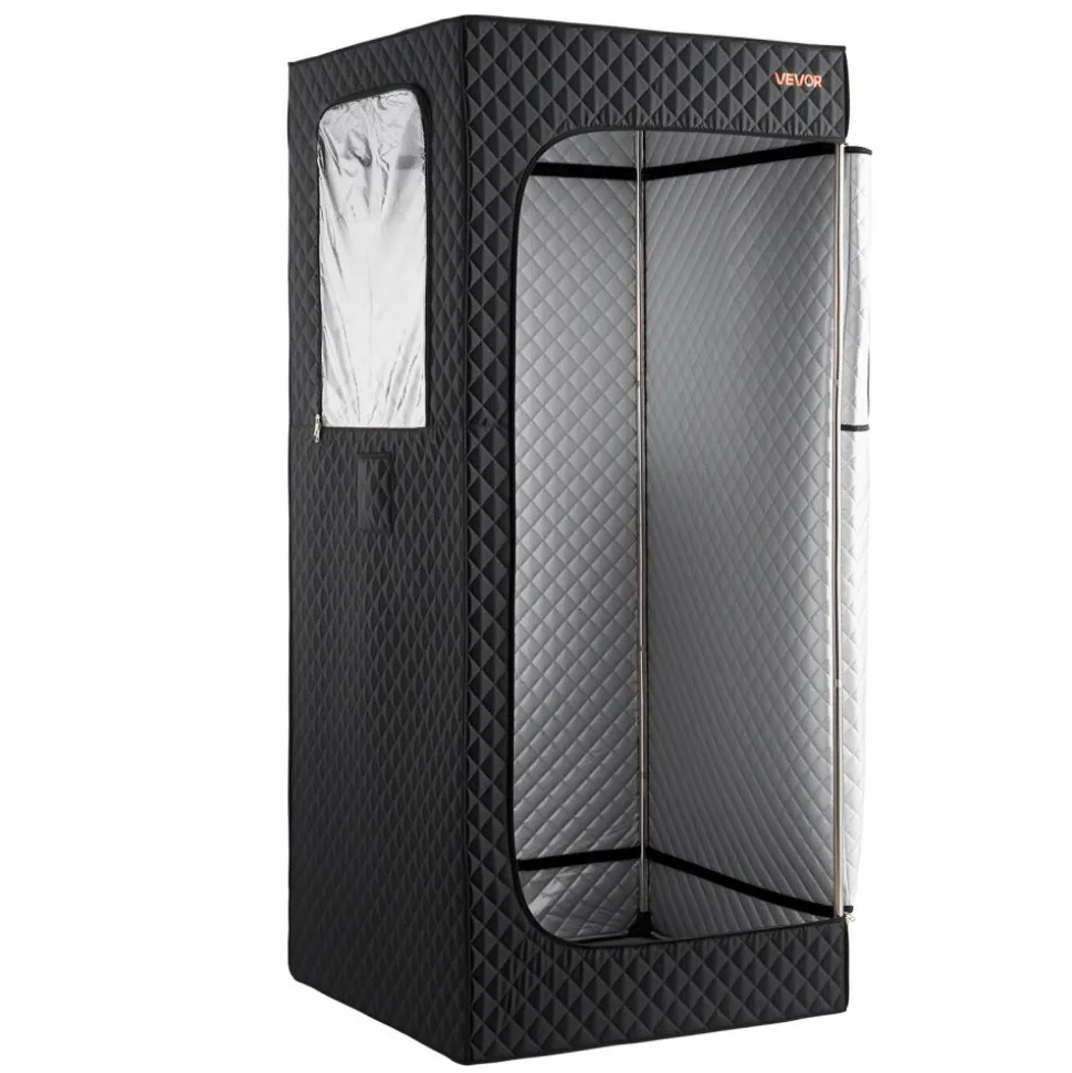 VEVOR Upgraded Portable Steam Sauna for Home, 1 Person Full Body Home Spa Tent with Steamer & 1 Foldable Chairs & Remote & Essential Oil Box,Heavy-Duty Stainless Steel Frame Sauna Box, (Black)