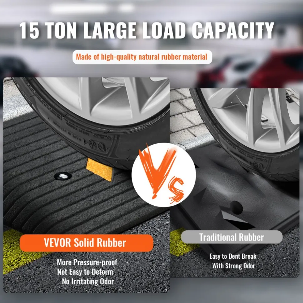 VEVOR Upgraded Rubber Threshold Ramp, 3" Rise Door Ramp with 1 Channel, Natural Rubber Car Ramp with Non-Slip Textured Surface, 33069 lbs Load Capacity Curb Ramp for Wheelchair and Scooter