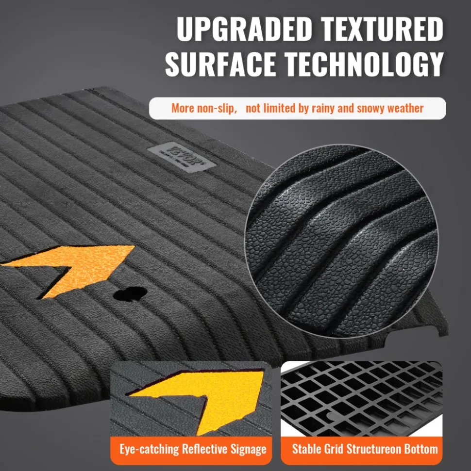 VEVOR Upgraded Rubber Threshold Ramp, 3" Rise Door Ramp with 1 Channel, Natural Rubber Car Ramp with Non-Slip Textured Surface, 33069 lbs Load Capacity Curb Ramp for Wheelchair and Scooter