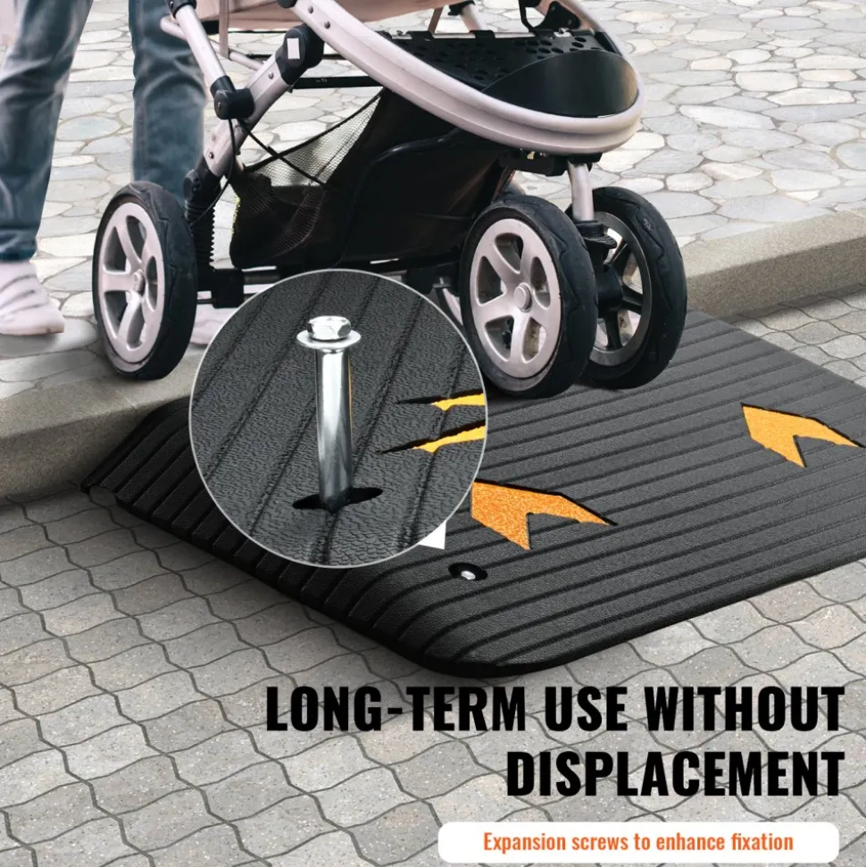 VEVOR Upgraded Rubber Threshold Ramp, 3.5" Rise Door Ramp with 1 Channel, Natural Rubber Car Ramp with Non-Slip Textured Surface, 33069 lbs Load Capacity Curb Ramp for Wheelchair and Scooter